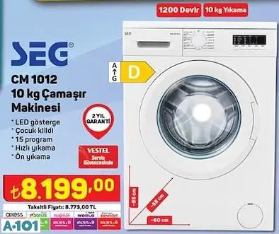 SEG 10 KG ÇAMAŞIR MAKİNESİ SEG 10 KG ÇAMAŞIR MAKİNESİ